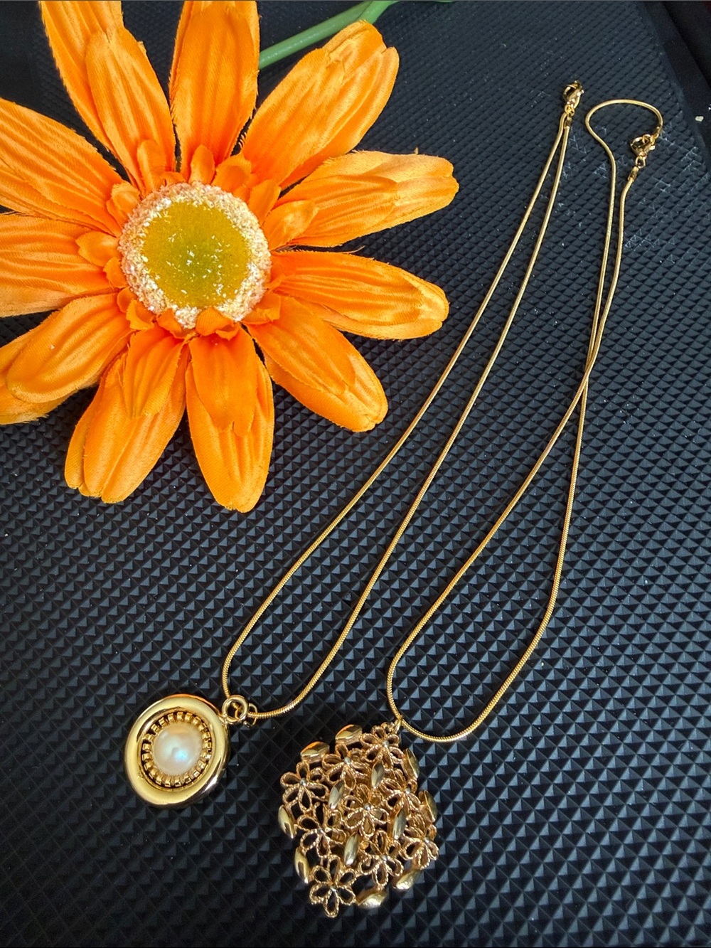 Gold Double Pendant Necklaces - Elegant Gold Layered Chain